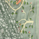 Organza cross stitch embroidered saree