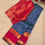 Sumangala Paisleys Kanchipuram Silk Saree - Blue