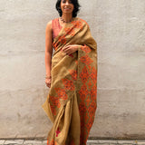 Tuhina Sage Green Kutch Embroidery Organza Saree