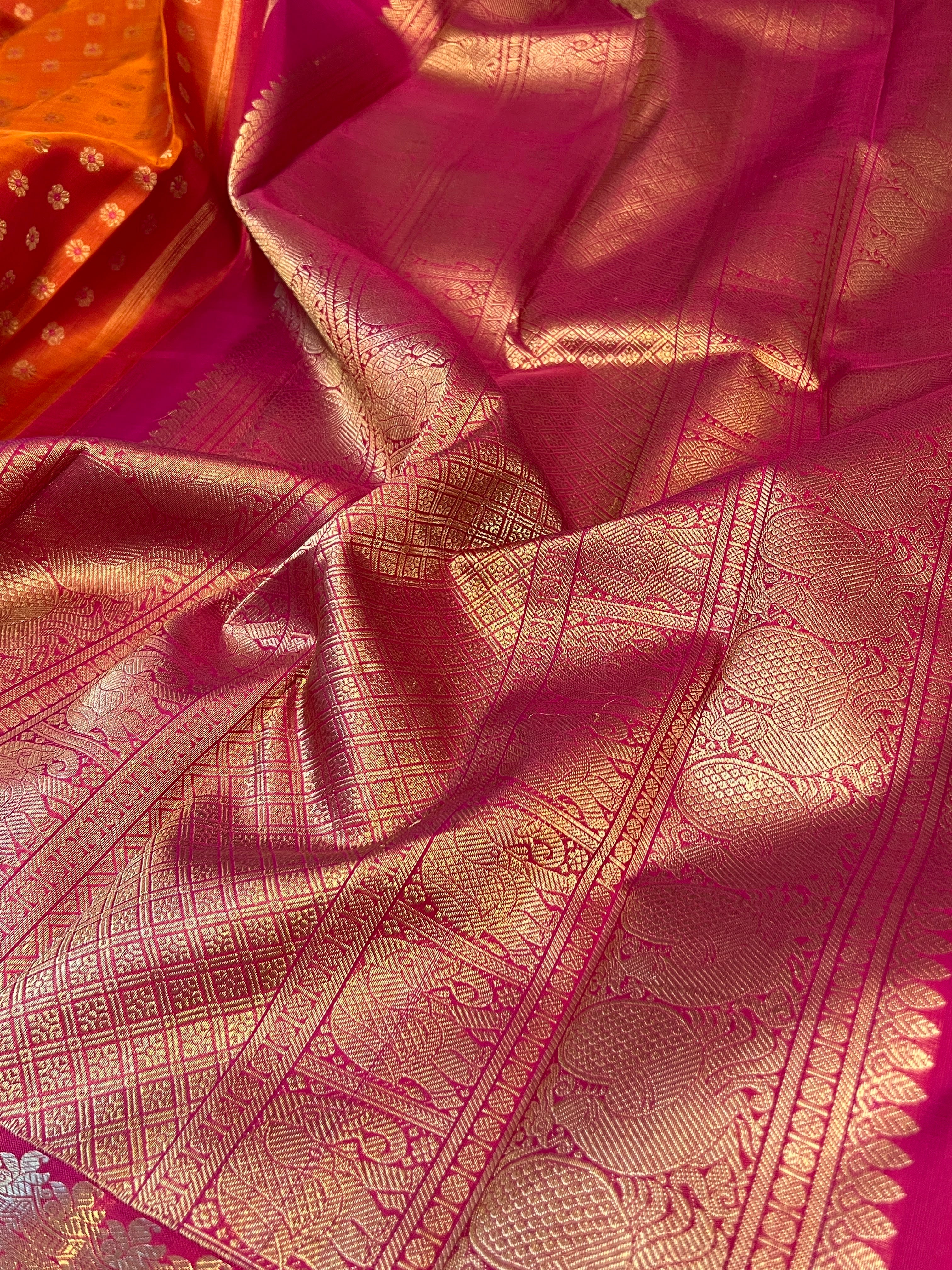 Sumangala meenakari Kanchipuram silk saree