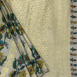 Kalpataru Vines Hand Painted Kalamkari Silk Saree - Green