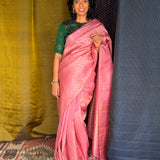 Nihira Terraced Fields Kanchipuram Silk Saree - Pink