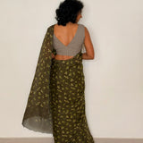 Fiza Petal Chiffon Saree - Olive