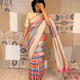 Jhaalar Neapolitan Tussar Silk Saree - Pink and Beige