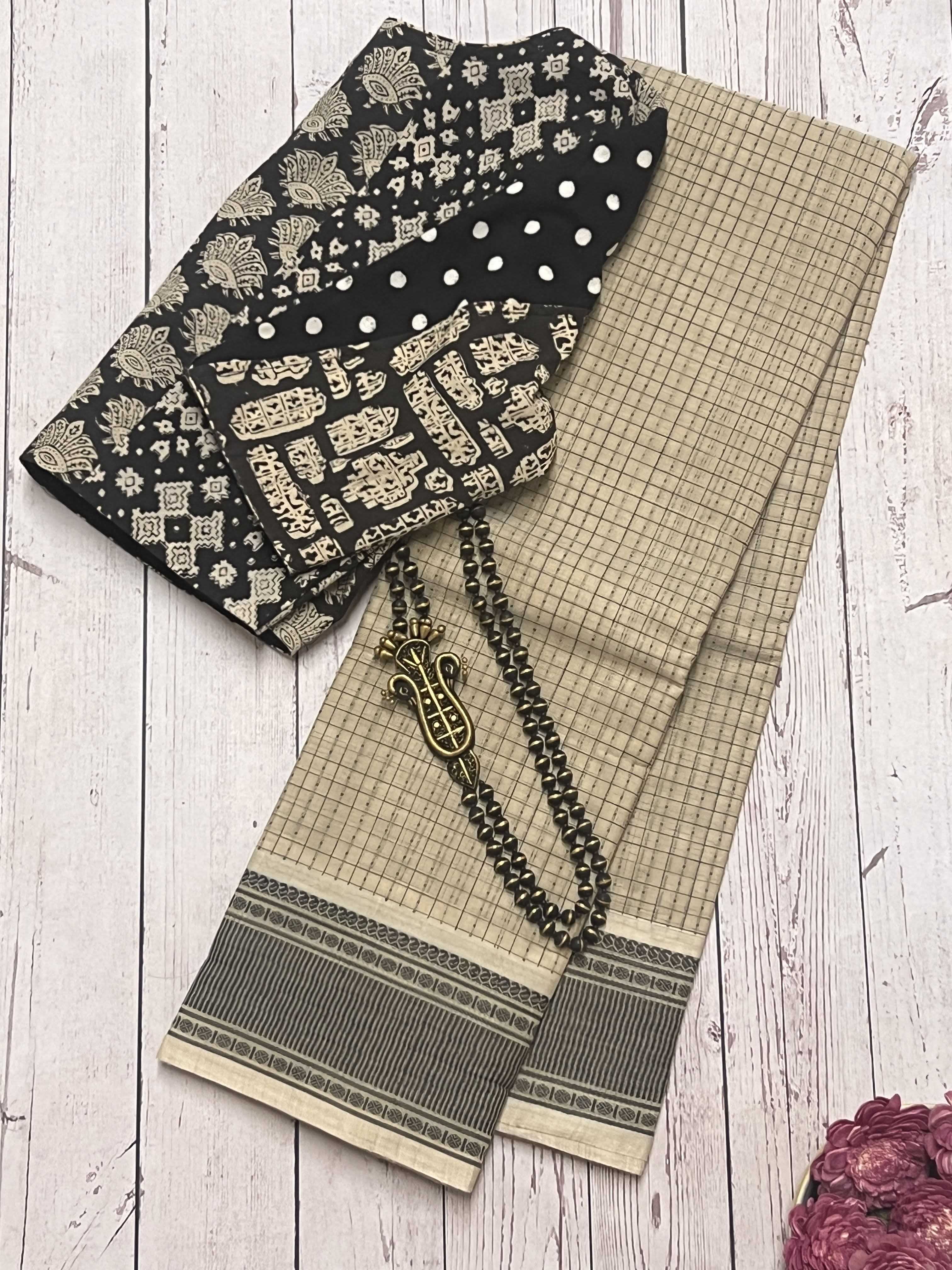 Micro dots kanchi cotton saree