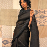 Cypress Embroidered Organza Saree - Black