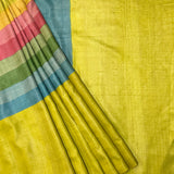 Veena Rainbow Tussar Saree - Citron