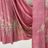Veena Floral Art Tussar Saree - Pink and Beige