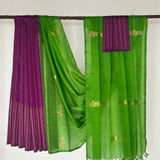 Madhura Paperflowers Kanchi Organza Saree - Green and Violet