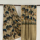 Kalpataru Intertwined Kalamkari Silk Saree - Cream