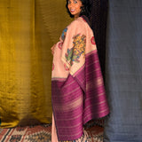 Kalpataru Ganesha Kalamkari Silk Saree - Pink