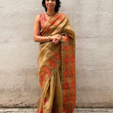 Tuhina Sage Green Kutch Embroidery Organza Saree