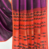 Kalpataru Floral Kalamkari Silk Saree - Violet and Orange