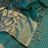 Sequinned kutch embroidered organza saree