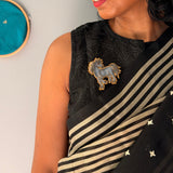 Tuhina Stripes Print Play Organza Saree - Black