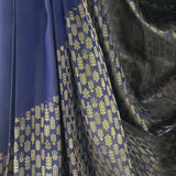 Nihira Terraced Fields Kanchipuram Silk Saree - Dark Blue