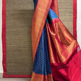 Sumangala Brocade Border Kanchi Silk Saree - Peacock Blue
