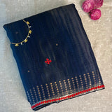 Metallic kutch embroidered organza saree