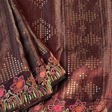 Metallic organza hand embroidered saree