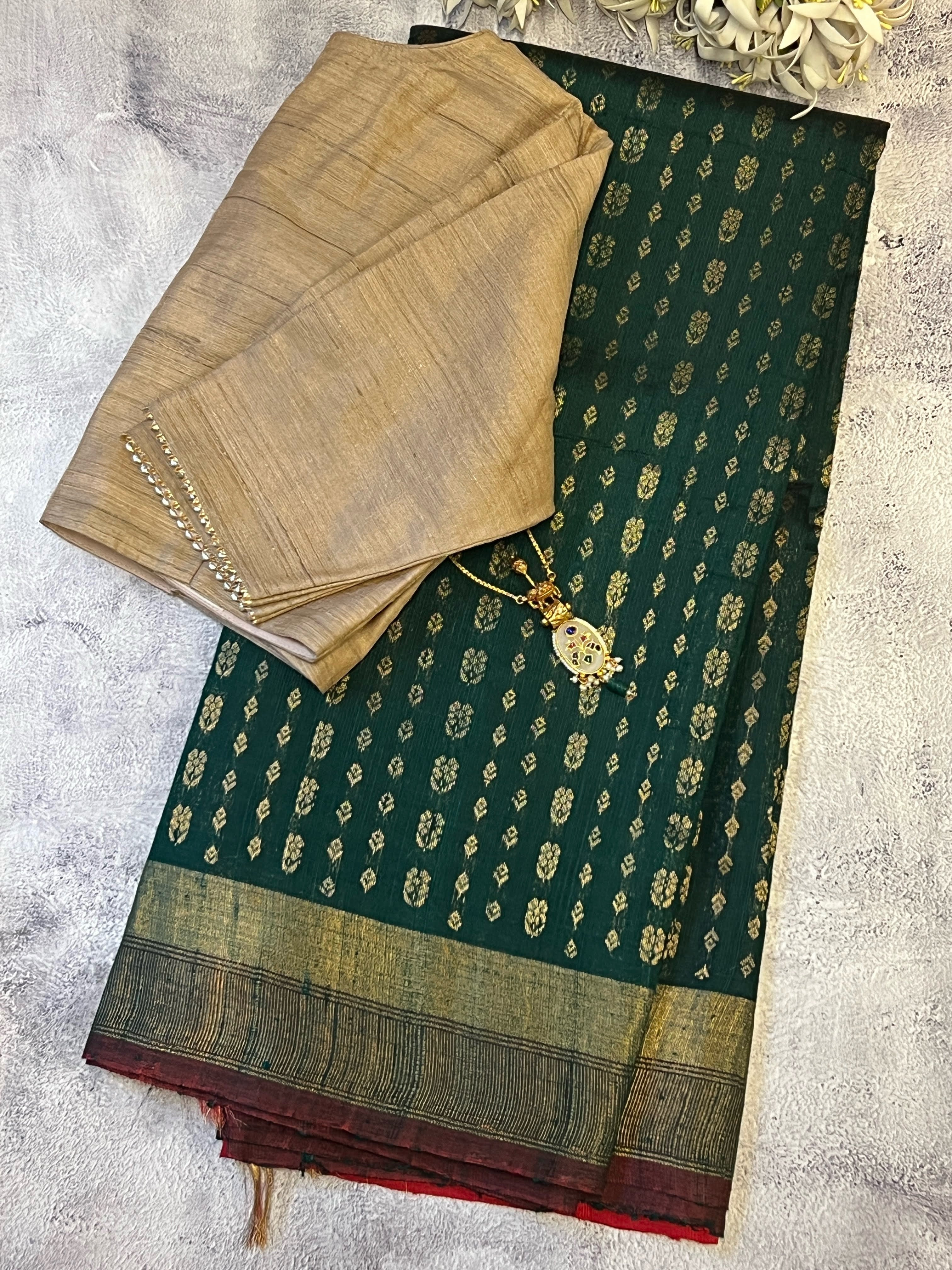 Tussar gold zari woven saree