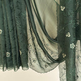 Verdure Cutwork Embroidered Organza Saree - Green