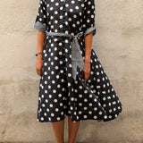 Zephyr Polka Pop Dress - Black