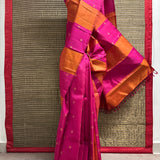 Vera Colour Blocked Kolam Kanchi Silk Saree - Pink