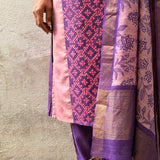 Berry Blush Kutch Embroidered Tussar Kurta Set