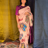 Kalpataru Ganesha Kalamkari Silk Saree - Pink