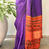 Kalpataru Kalamkari Silk Saree - Purple