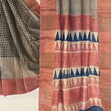 Maya Pyramids Tussar Saree - Beige and Peach