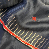 Metallic kutch embroidered organza saree