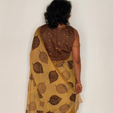 Fiza Leaf Chiffon Saree - Brown