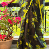 Nisha Bloom Organza Saree - Black