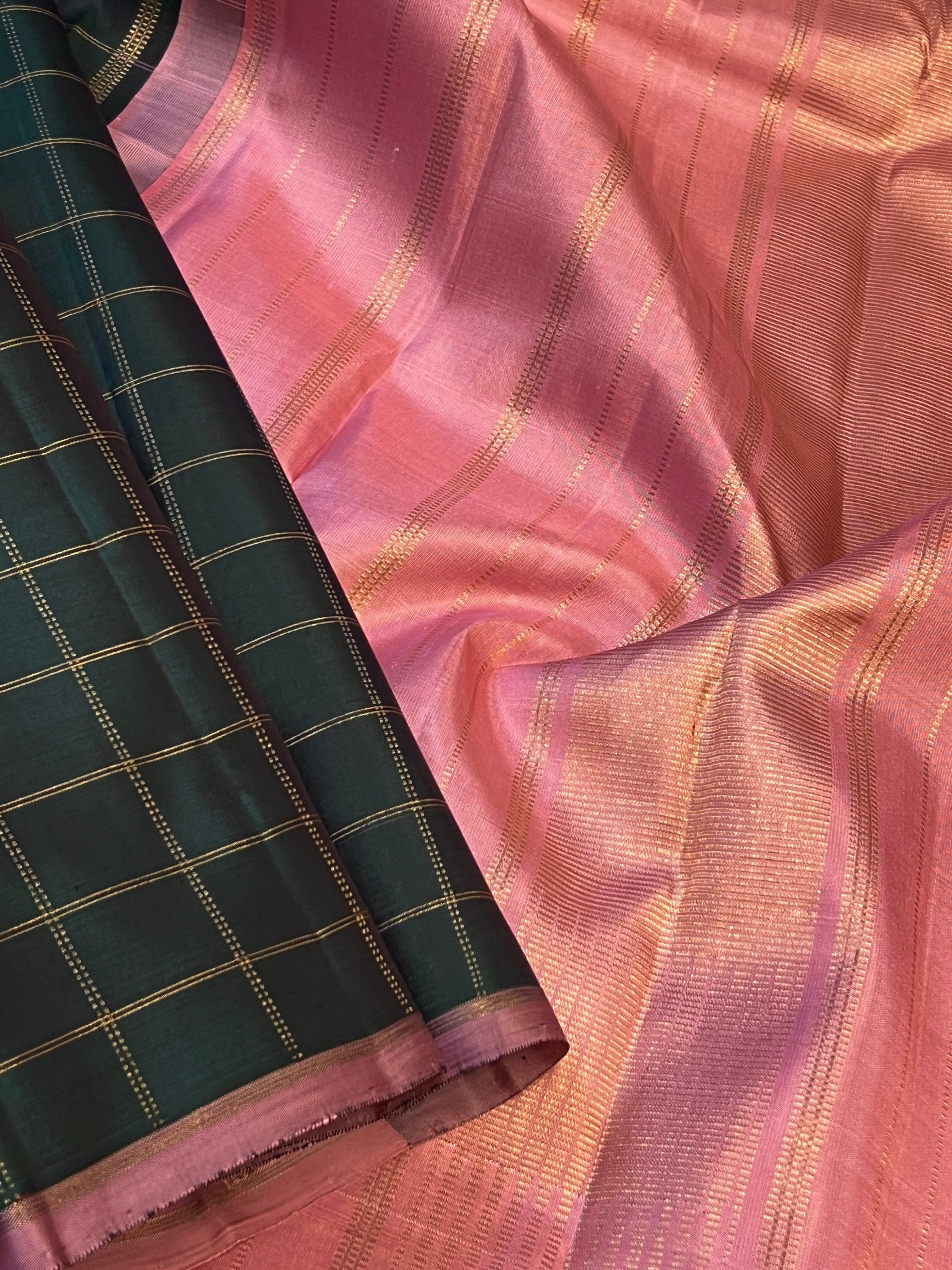 Charita zari checked Kanchipuram silk saree