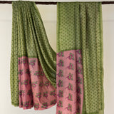 Veena Tea Rose Tussar Saree - Pink and Green