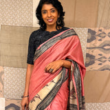 Veena Daylily Tussar Silk Saree - Pink