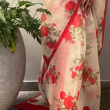 Nisha Bloom Organza Saree - Beige
