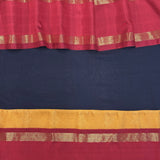 Mishrita Twin Border Chiffon Saree - Navy Blue, Red and Yellow