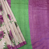 Veena Rose Cluster Tussar Saree - Fuchsia
