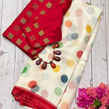 Retro polka dotted silk kota saree