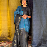 Ranya Kattam Half and Half Silk Saree - Blue and Black