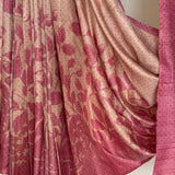 Veena Komorebi Tussar Saree - Cream and Pink
