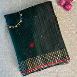 Metallic kutch embroidered organza saree