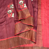 Maya Snowbells Tussar Saree - Maroon