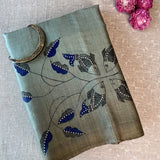 Ombre tussar handpainted saree