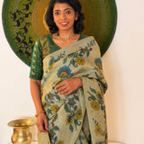 Kalpataru Intertwined Kalamkari Silk Saree - Green