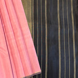 Lavanyam Contrast Kanchi Silk Saree - Pink