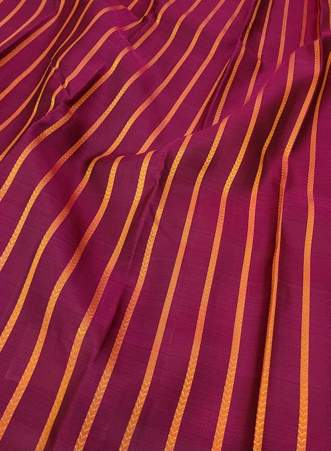 Alani magenta orange vertical striped silk saree 3