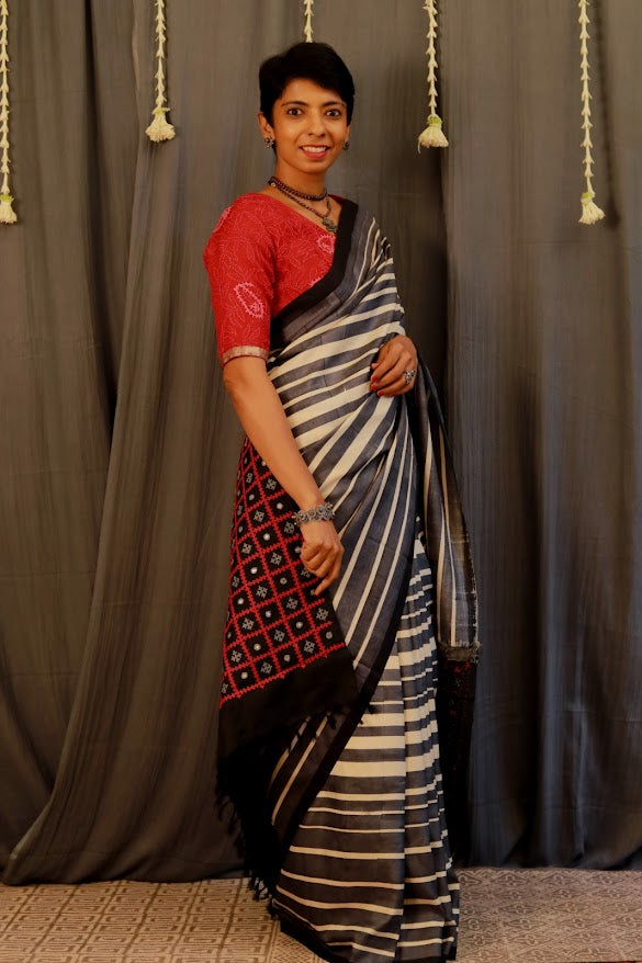 Anagha striped kanchipuram silk saree